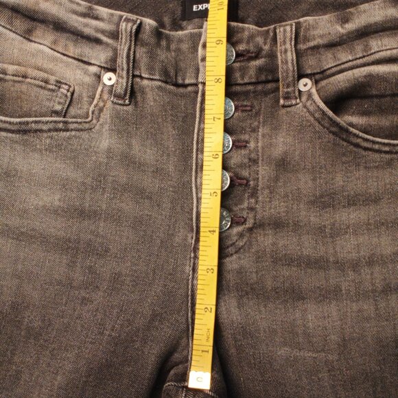 Express Jeans Size 2 Short Buttonfly Mid Rise Skinny Leg Gray Color - Picture 7 of 9